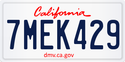 CA license plate 7MEK429