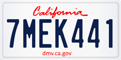 CA license plate 7MEK441