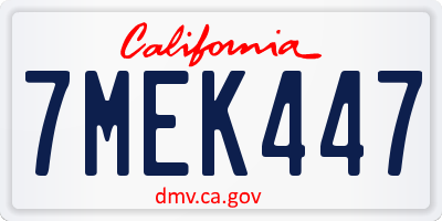 CA license plate 7MEK447