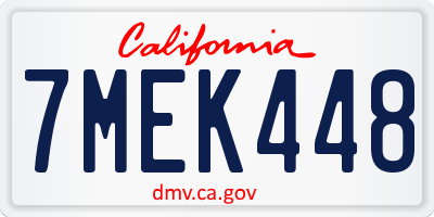 CA license plate 7MEK448
