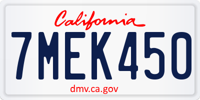 CA license plate 7MEK450