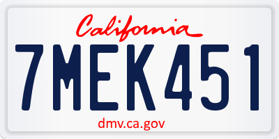 CA license plate 7MEK451