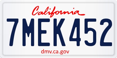 CA license plate 7MEK452