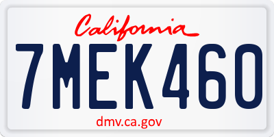 CA license plate 7MEK460