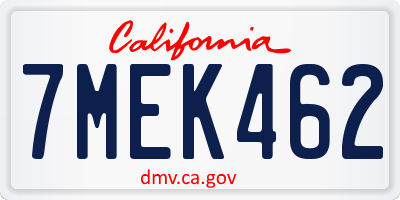 CA license plate 7MEK462