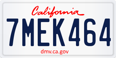 CA license plate 7MEK464