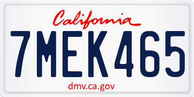 CA license plate 7MEK465