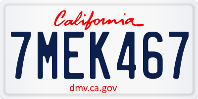 CA license plate 7MEK467