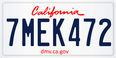 CA license plate 7MEK472