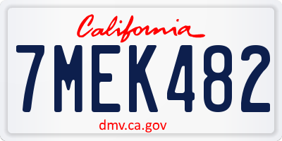 CA license plate 7MEK482