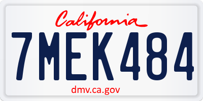 CA license plate 7MEK484