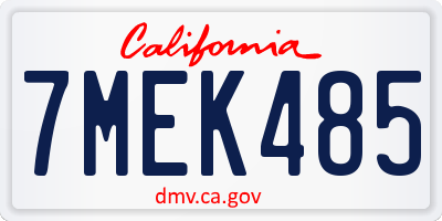 CA license plate 7MEK485