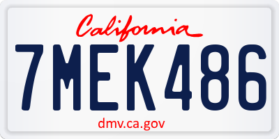 CA license plate 7MEK486