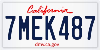 CA license plate 7MEK487