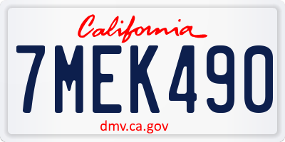 CA license plate 7MEK490