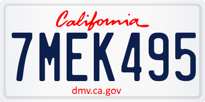 CA license plate 7MEK495