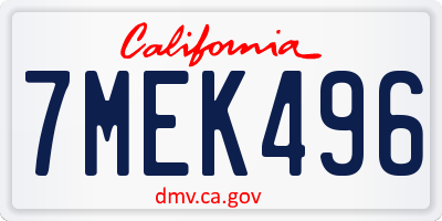 CA license plate 7MEK496