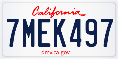 CA license plate 7MEK497