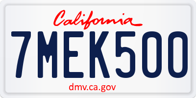 CA license plate 7MEK500