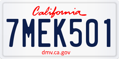 CA license plate 7MEK501