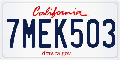 CA license plate 7MEK503