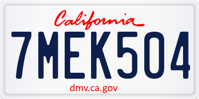 CA license plate 7MEK504