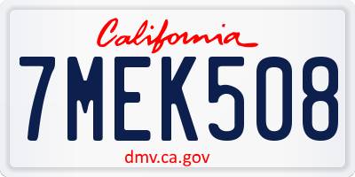 CA license plate 7MEK508