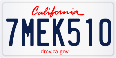 CA license plate 7MEK510