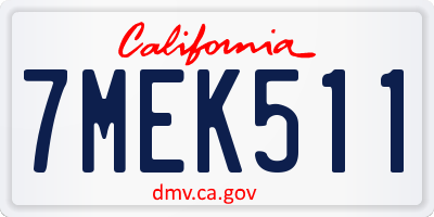 CA license plate 7MEK511