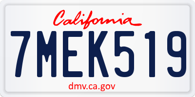 CA license plate 7MEK519