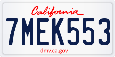 CA license plate 7MEK553