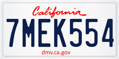 CA license plate 7MEK554