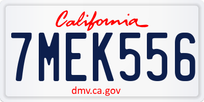 CA license plate 7MEK556