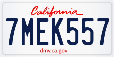CA license plate 7MEK557