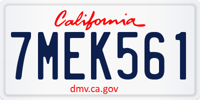 CA license plate 7MEK561