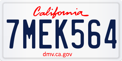 CA license plate 7MEK564