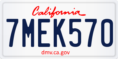 CA license plate 7MEK570