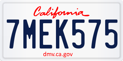 CA license plate 7MEK575