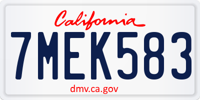 CA license plate 7MEK583