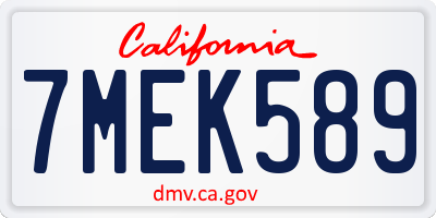 CA license plate 7MEK589