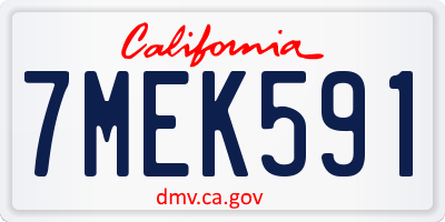 CA license plate 7MEK591