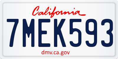 CA license plate 7MEK593