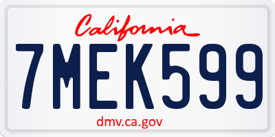 CA license plate 7MEK599