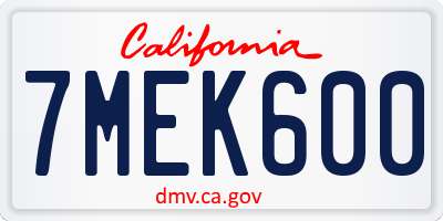 CA license plate 7MEK600
