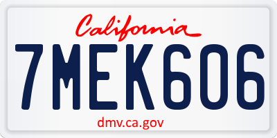 CA license plate 7MEK606