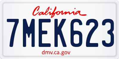 CA license plate 7MEK623