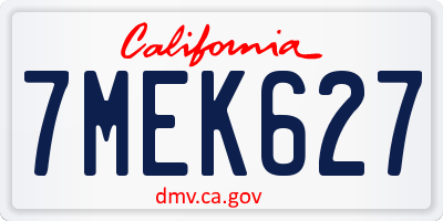 CA license plate 7MEK627