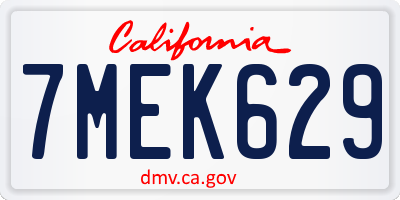 CA license plate 7MEK629