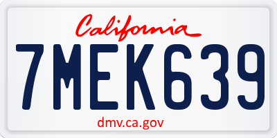CA license plate 7MEK639