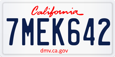CA license plate 7MEK642